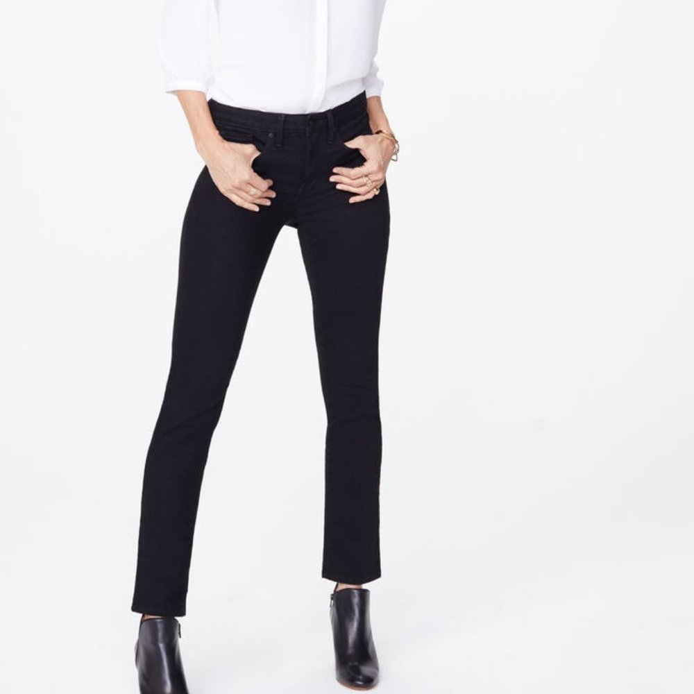 NYDJ SHERI SLIM BLACK STRETCH JEANS SZ 4 LIFT TUCK